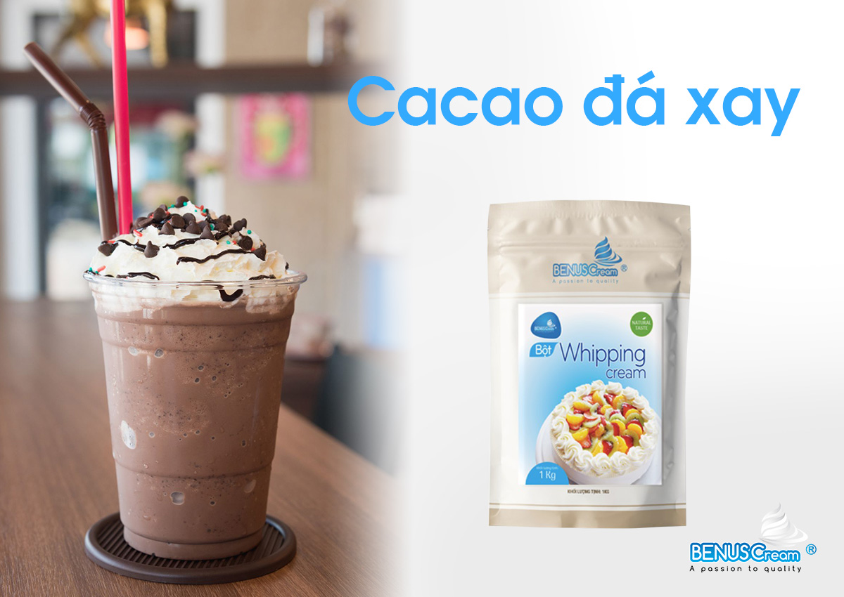 L&agrave;m cacao đ&aacute; xay với Whipping Cream