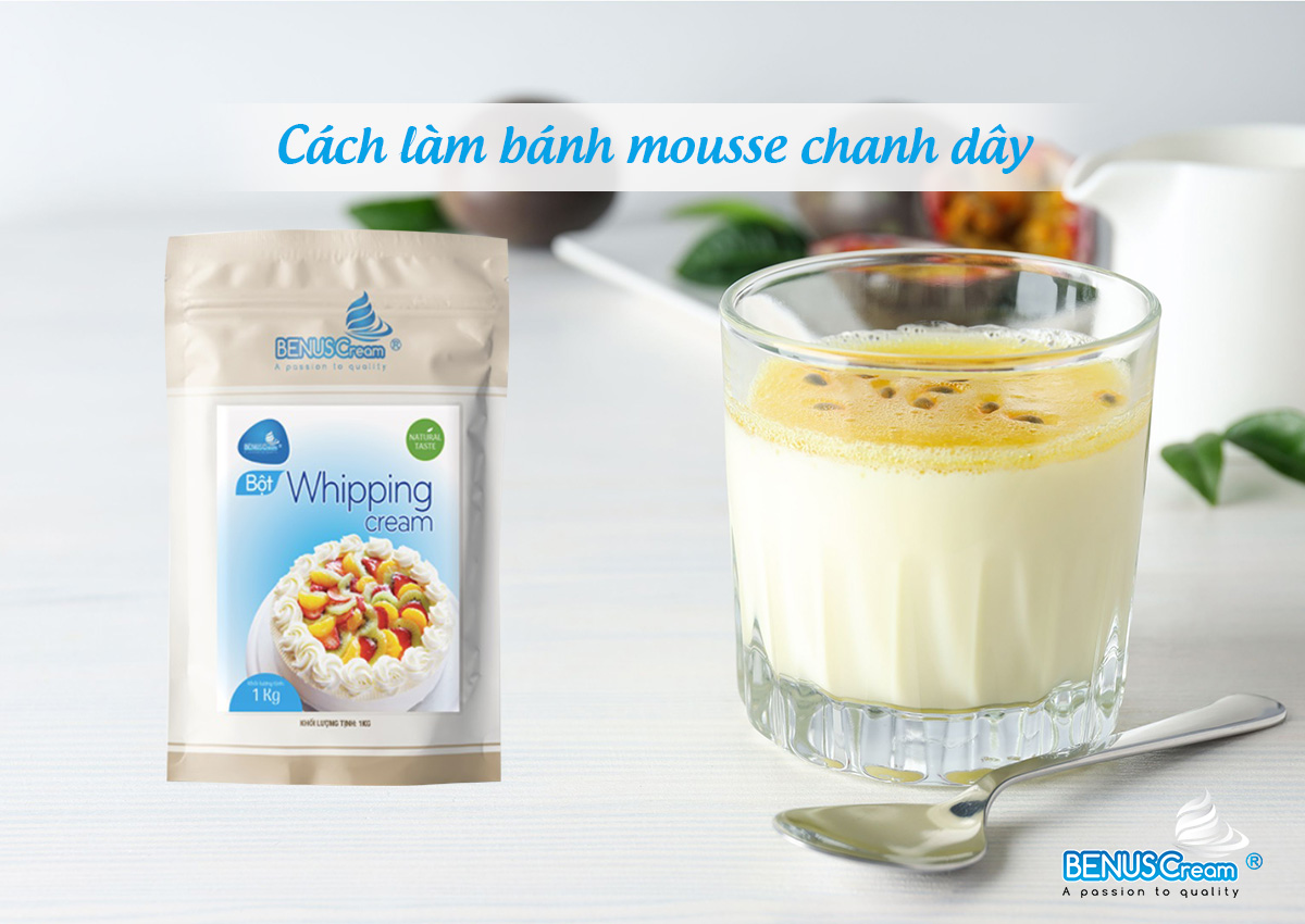 C&aacute;ch l&agrave;m b&aacute;nh mousse chanh d&acirc;y với bột Whipping Cream