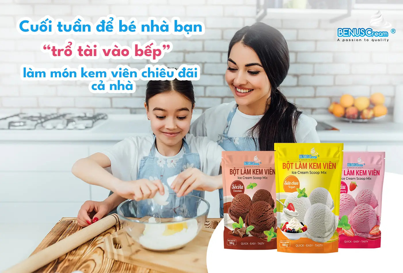 Cu&ocirc;́i cùng đ&ecirc;̉ bé tr&ocirc;̉ tài làm kem vi&ecirc;n chi&ecirc;u đãi cả nhà