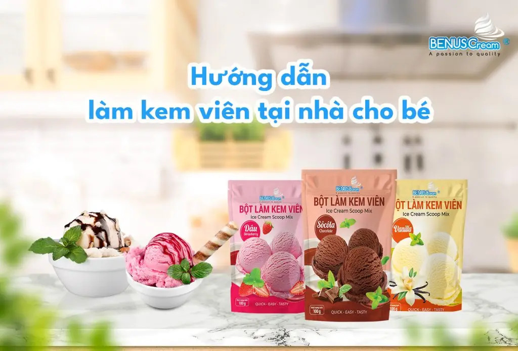 Hướng d&acirc;̃n làm kem vi&ecirc;n tại nhà cùng bé