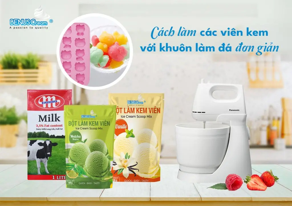 Cách làm viên kem với khuôn làm đá đơn giản