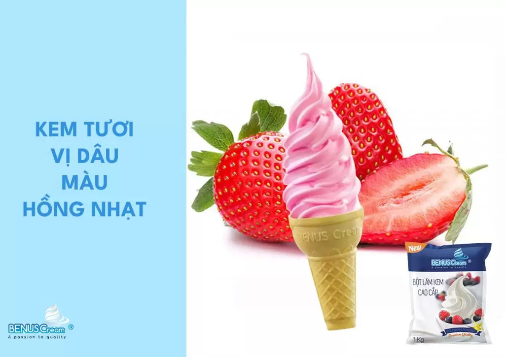 Kem tươi vị dâu màu hồng nhạt