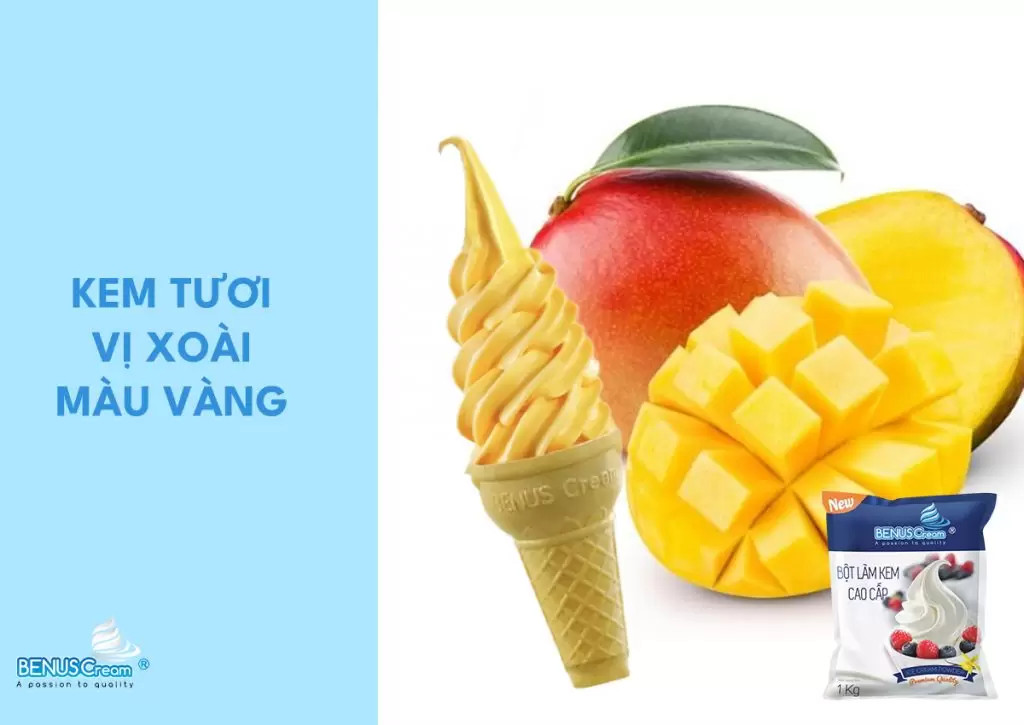 Kem tươi vị xoài màu vàng