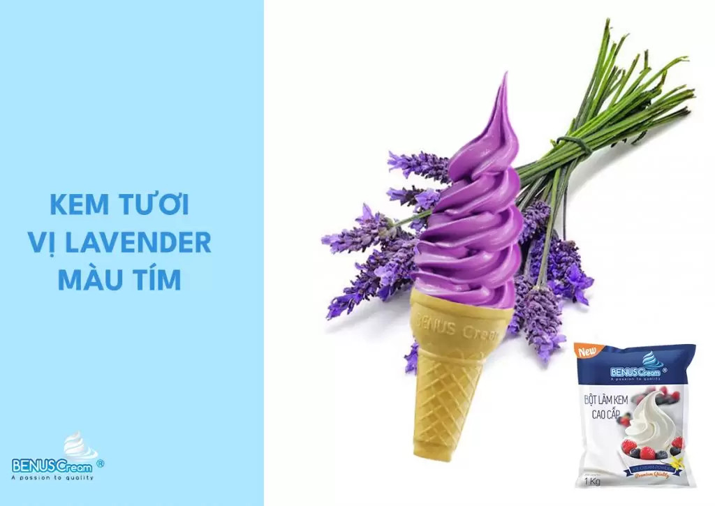 Kem tươi vị hoa lavender màu tím