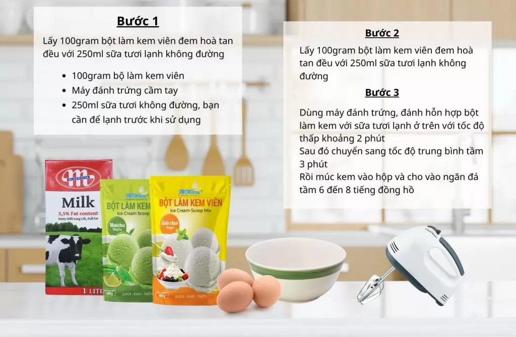 Chuẩn bị đơn giản để làm kem viên chuẩn vị Ý