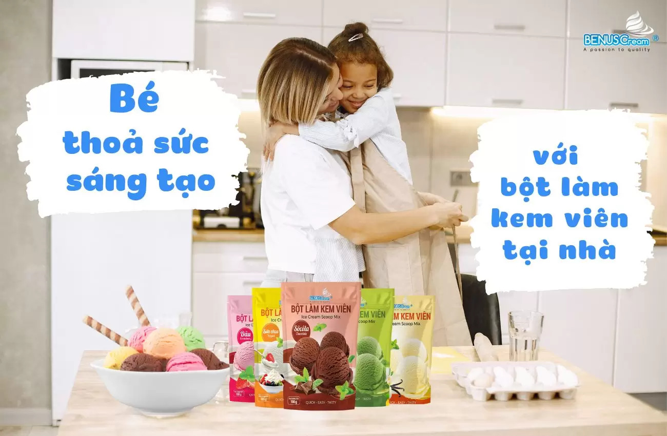 Bé thỏa sức sáng tạo khi làm kem viên tại nhà